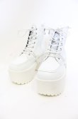 画像1: YOSUKE / 厚底レースアップブーツ L ホワイト O-25-07-19-066-PU-SH-OW-ZT-K005 (1)