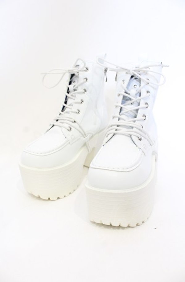 YOSUKE / 厚底レースアップブーツ L ホワイト O-25-07-19-066-PU