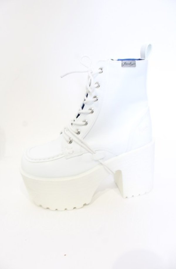 画像3: YOSUKE / 厚底レースアップブーツ L ホワイト O-25-07-19-066-PU-SH-OW-ZT-K005 (3)