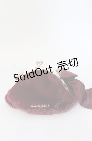 画像: Maison de FLEUR / フェイクハラコがま口ポーチ  ワイン O-25-07-19-077-LO-ZA-IG-ZT271
