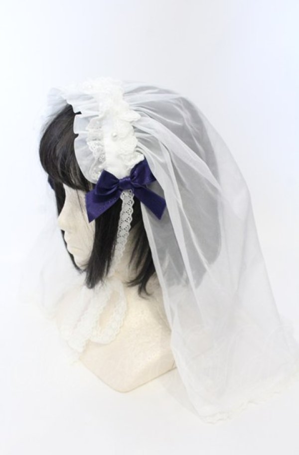 Angelic Pretty / シスターベールヘッドドレス シロ×ネイビー O-25-07