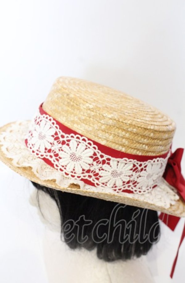 画像2: BABY,THE STARS SHINE BRIGHT / BABYハートマーガレット麦わらハット  ナチュラル×えんじ O-25-07-19-026-BA-AC-IG-ZT-K011 (2)