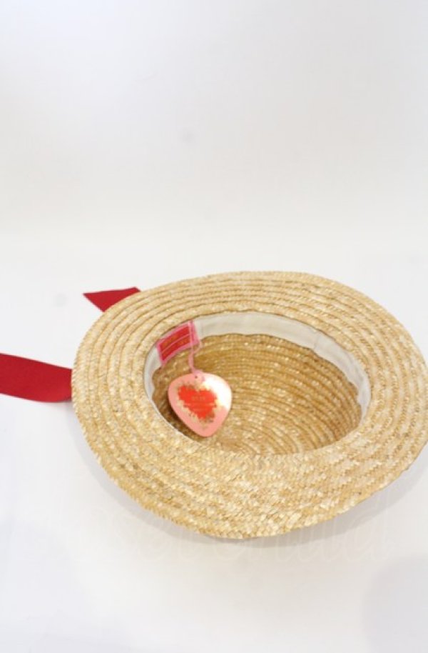 画像4: BABY,THE STARS SHINE BRIGHT / BABYハートマーガレット麦わらハット  ナチュラル×えんじ O-25-07-19-026-BA-AC-IG-ZT-K011 (4)
