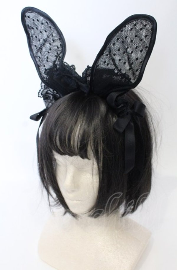 画像1: Angelic Pretty / Midnight Bunnyカチューシャ  クロ O-25-07-19-027-AP-AC-IG-ZT487-F001 (1)