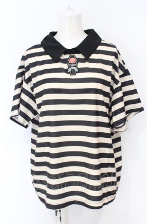 画像: HELL CAT PUNKS / ボーダーシャツ F アイボリー×ブラック O-25-07-21-040-PU-TO-OW-OS