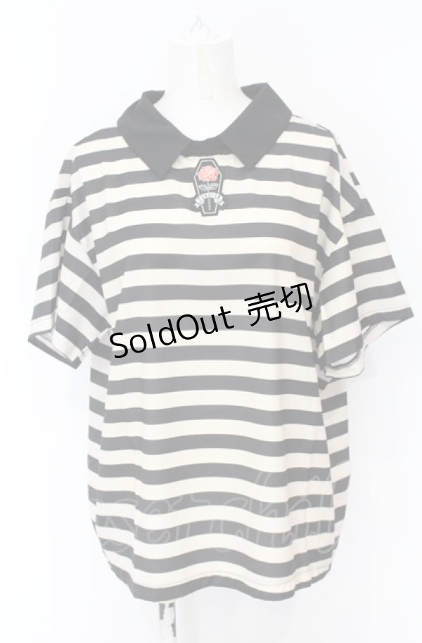 画像1: HELL CAT PUNKS / ボーダーシャツ F アイボリー×ブラック O-25-07-21-040-PU-TO-OW-ZT091 (1)