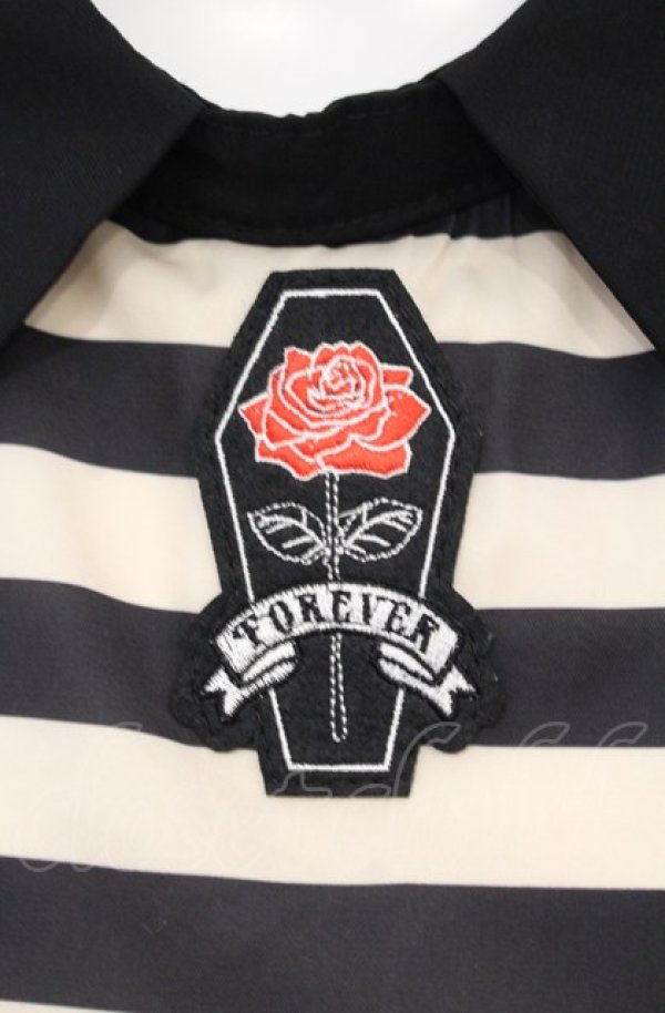 画像2: HELL CAT PUNKS / ボーダーシャツ F アイボリー×ブラック O-25-07-21-040-PU-TO-OW-ZT091 (2)