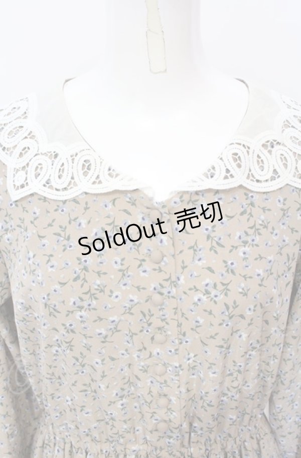 画像2: an another angelus / レース衿小花柄ロングワンピース  ベージュ O-25-07-21-004-CA-OP-OW-ZT106 (2)