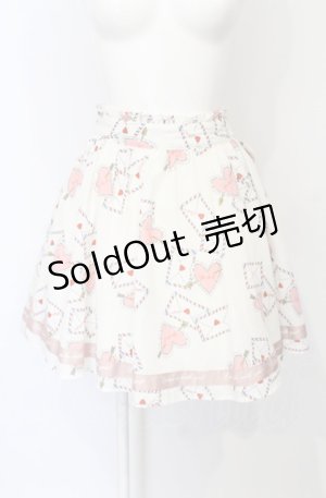 画像: Ank Rouge / ラブレター柄スカート  シロ O-25-07-21-055-CA-SK-IG-OS