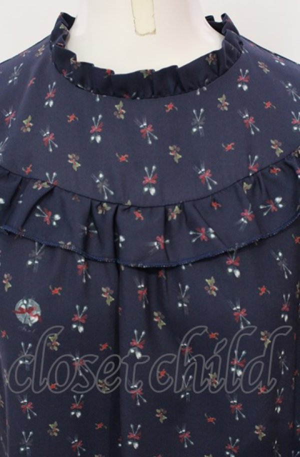 fint フィント　シルバーカトラリー柄ワンピース Fi.n.t / シルバーカトラリー柄ワンピース ネイビー O-25-07-21