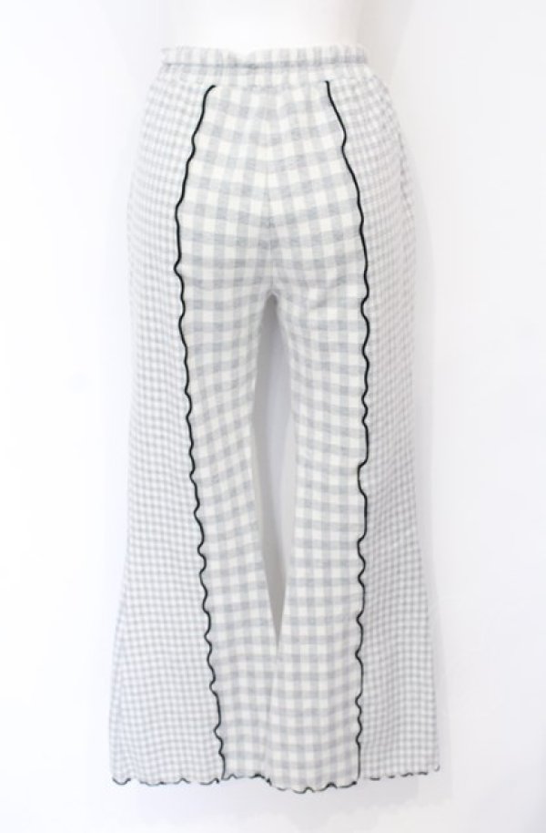 画像2: Candy Stripper / GINGHAM FLARE PANTS 2 ライトグレー O-25-07-21-063-PU-PA-OW-OS (2)