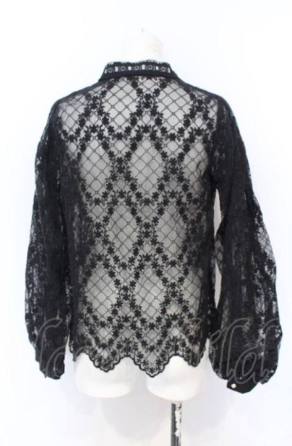 画像2: axes femme / 総レース袖ボリュームブラウス M クロ O-25-07-21-069-AX-BL-OW-ZT220 (2)