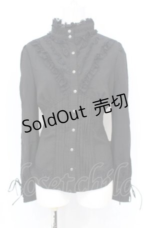 画像: Ozz Croce / スタンドカラーピンタックブラウス  ブラック O-25-07-21-076-OO-BL-OW-OS