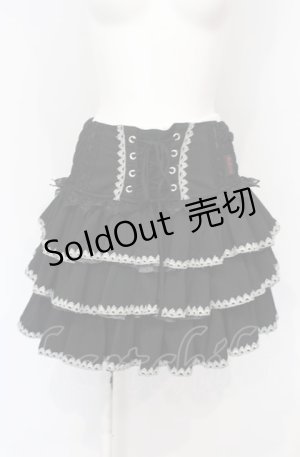 画像: Ozz Croce / レースアップティアードスカート  ブラック O-25-07-21-081-OO-SK-OW-OS