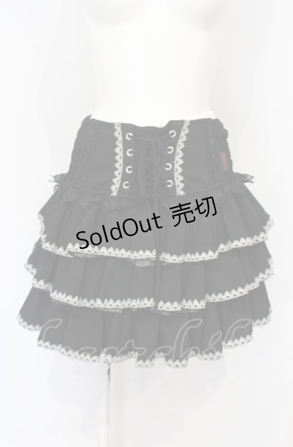 画像1: Ozz Croce / レースアップティアードスカート  ブラック O-25-07-21-081-OO-SK-OW-OS (1)