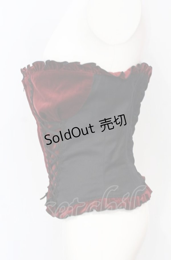 画像2: BPN / レースアップ別珍ビスチェ M ワイン×ブラック O-25-07-21-083-GO-TO-OW-ZT452 (2)