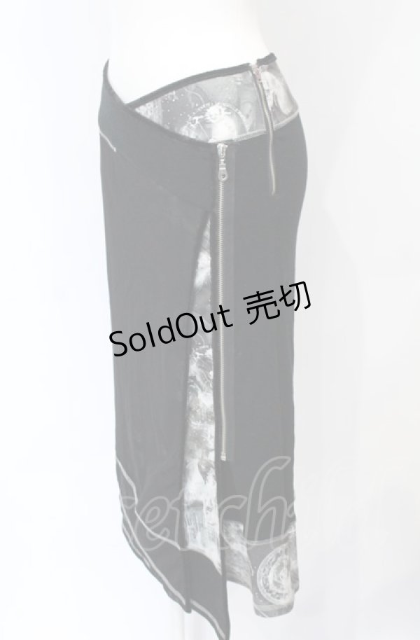 画像2: Ozz On / 転写プリントメッシュレイヤードスカート  ブラック O-25-07-21-085-OO-SK-OW-OS (2)
