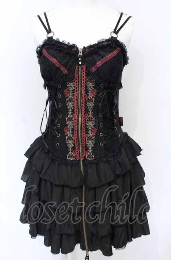 OZZ ONESTE 薔薇 ビスチェ ワンピース Ozz Croce / 薔薇刺繍サイド編み上げビスチェワンピース
