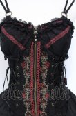 画像2: Ozz Croce / 薔薇刺繍サイド編み上げビスチェワンピース  ブラック×レッド O-25-07-21-087-OO-OP-OW-OS (2)