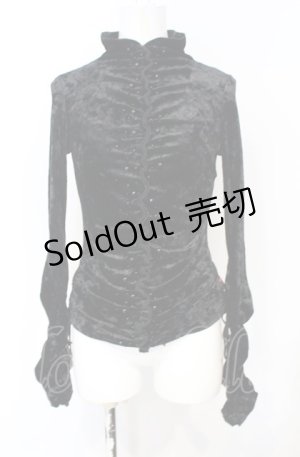 画像: Ozz On / ビーズ配色ベロアギャザートップス  ブラック O-25-07-21-091-OO-TO-OW-OS