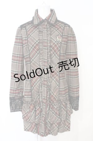 画像: Ozz Croce / エンブレムワッペンチェックワンピース  ブラウン系 O-25-07-21-094-OO-OP-OW-OS