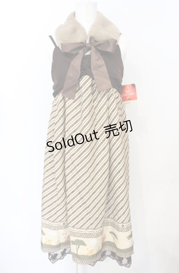画像1: axes femme kawaii / ライオン・キングリボンワンピース M ベージュ O-25-07-21-097-AX-OP-OW-OS (1)