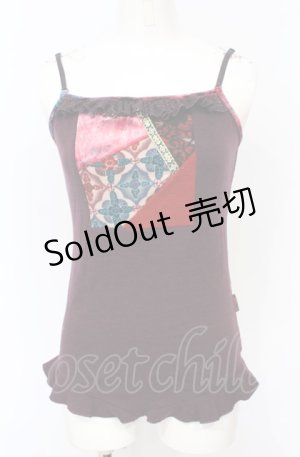 画像: Ozz On / 和柄ベロア切り替えキャミソール  エンジ O-25-07-21-098-OO-TO-OW-OS