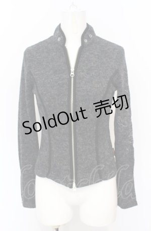 画像: Ozz On / 刺繍入起毛ZIPカーディガン  グレー O-25-07-21-100-OO-TO-OW-OS