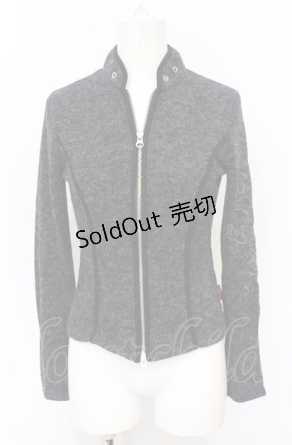 画像1: Ozz On / 刺繍入起毛ZIPカーディガン  グレー O-25-07-21-100-OO-TO-OW-OS (1)