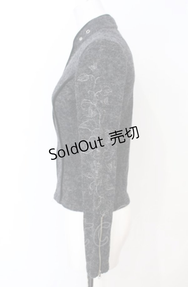 画像2: Ozz On / 刺繍入起毛ZIPカーディガン  グレー O-25-07-21-100-OO-TO-OW-OS (2)