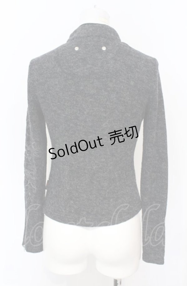 画像3: Ozz On / 刺繍入起毛ZIPカーディガン  グレー O-25-07-21-100-OO-TO-OW-OS (3)