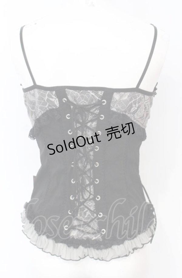 画像3: Ozz Croce / 薔薇刺繍レース切り替えビスチェキャミ  ブラック O-25-07-21-101-OO-TO-OW-OS (3)