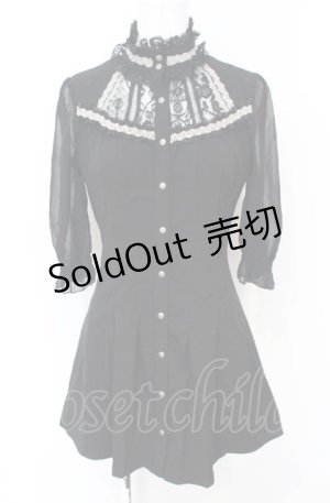 画像: Ozz Croce / レース切り替え半袖ブラウス  ブラック O-25-07-21-103-OO-TO-OW-OS