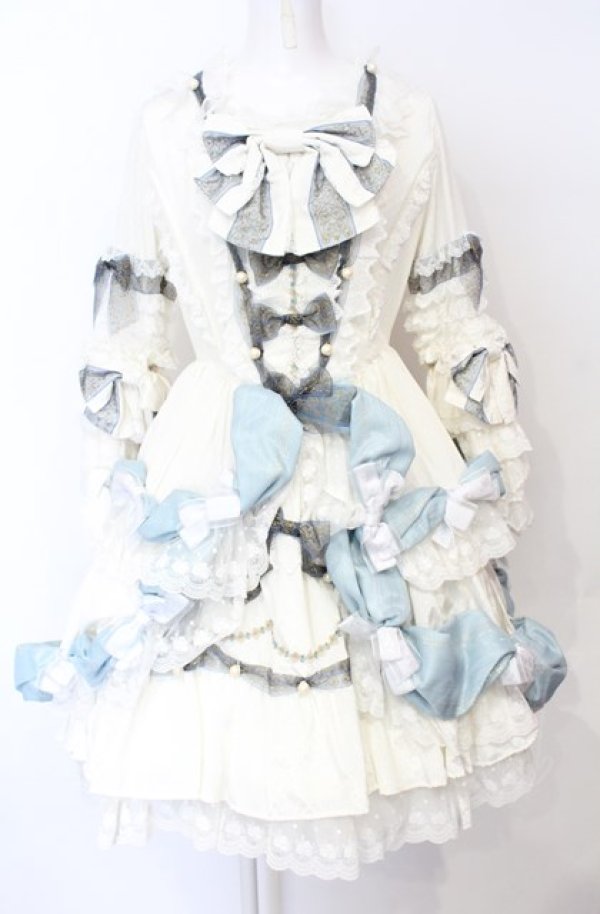 画像2: BABY,THE STARS SHINE BRIGHT / アンリエッタ姫の舞踏会ワンピースドレス・キャノティエセット  シルキーホワイト×サックス O-25-07-21-108-BA-OP-IG-OS (2)