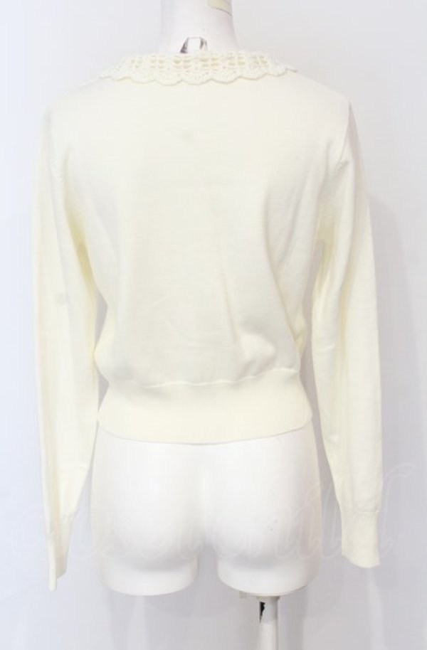 画像3: Fi.n.t / クロシェ衿リボン刺繍ニットカーディガン F アイボリー O-25-07-21-011-CA-TO-OW-ZT055 (3)