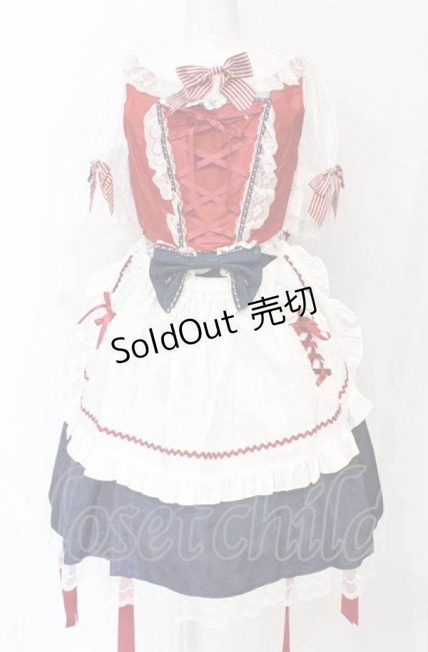 画像1: BABY,THE STARS SHINE BRIGHT / りんちゃんのグレーテルワンピースセット  えんじ×ネイビー×シロ O-25-07-21-110-BA-OP-IG-OS (1)