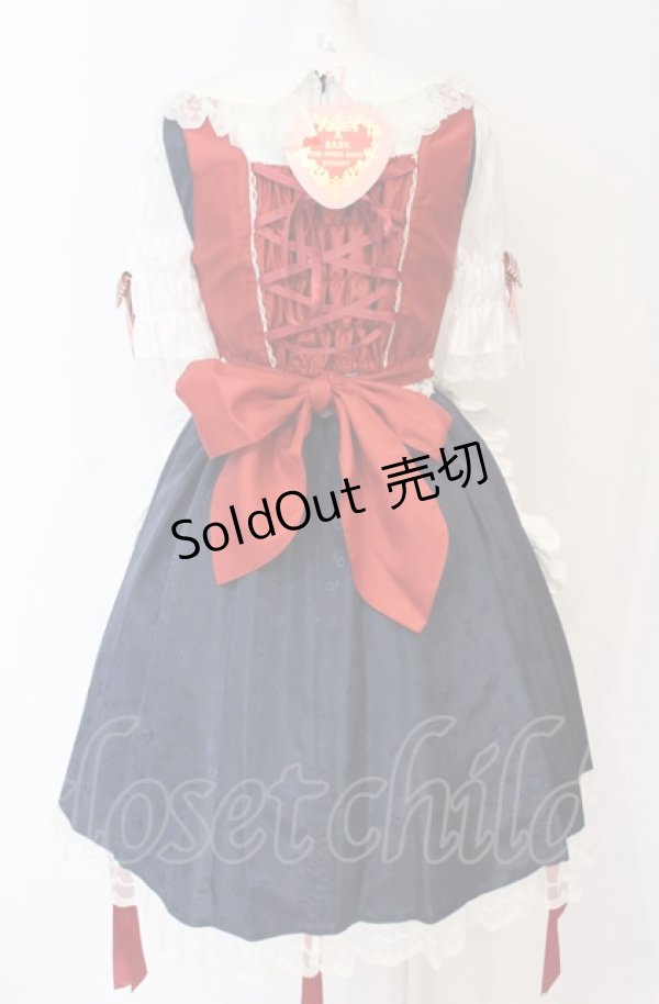 画像4: BABY,THE STARS SHINE BRIGHT / りんちゃんのグレーテルワンピースセット  えんじ×ネイビー×シロ O-25-07-21-110-BA-OP-IG-OS (4)