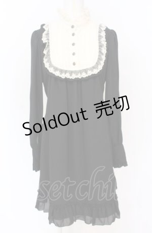 画像: Innocent World / スタンドカラーAラインワンピース  クロ O-25-07-21-112-IW-OP-IG-OS