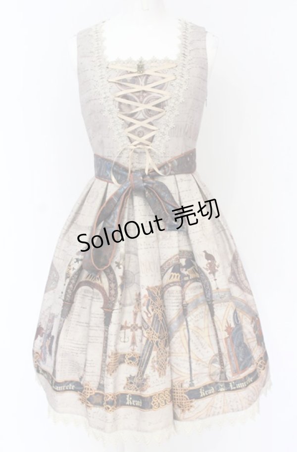 画像1: Krad Lanrete（海外ロリィタ） / Mozarabic Chant ショート丈ジャンパースカート S ベージュ O-25-07-21-118-LO-OP-IG-OS (1)