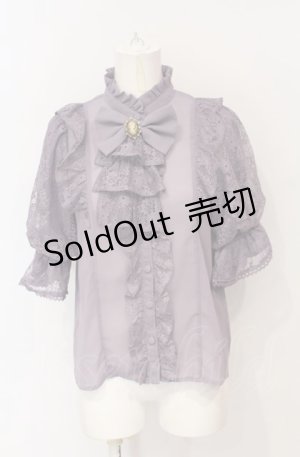 画像: Chalmiere / クラシカルレーシー半袖ブラウス M パープル O-25-07-21-014-LO-BL-OW-OS