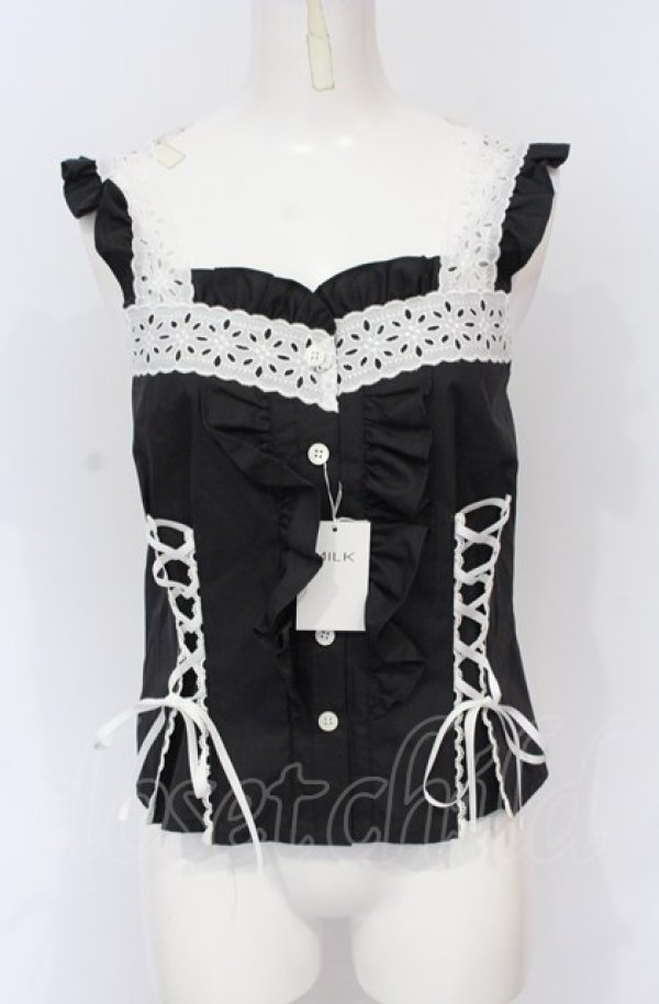 画像1: MILK / レース UP キャミ  クロ×シロ O-25-07-21-024-ML-TO-OW-OS (1)