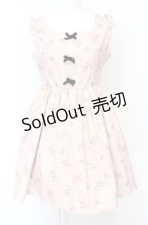 画像: Ank Rouge / テディベアリボンノースリーブワンピース  ピンク O-25-07-21-035-CA-OP-IG-ZY