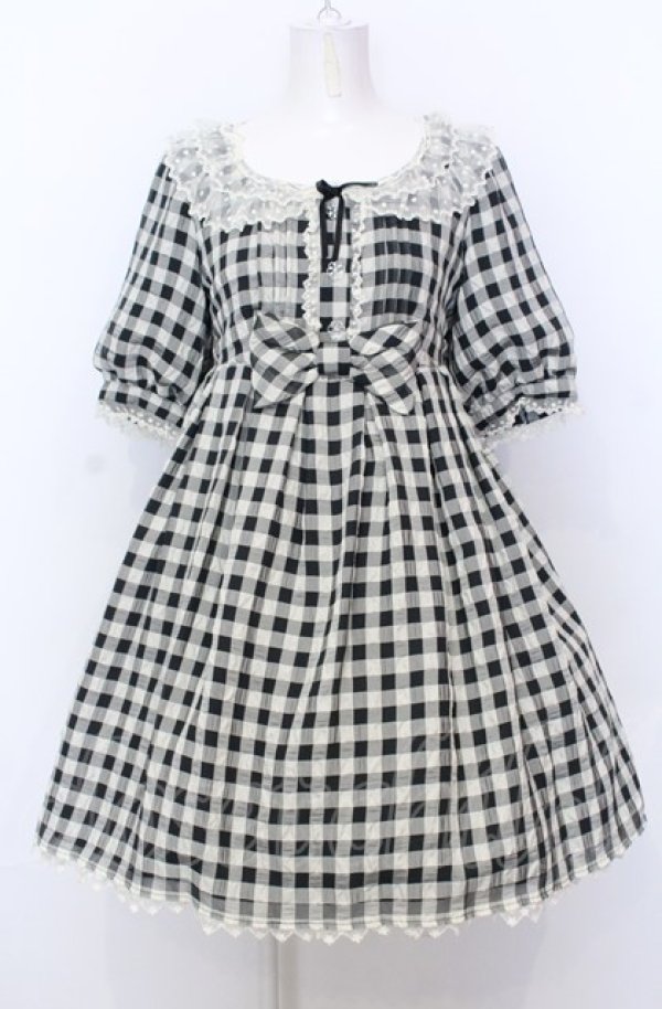 画像1: Angelic Pretty / Sugaryギンガムワンピース  クロ×シロ O-25-07-23-029-AP-OP-IG-OS (1)