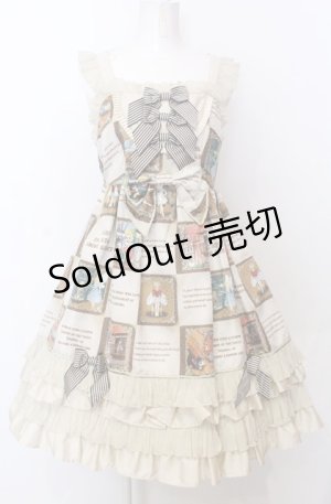 画像: BABY,THE STARS SHINE BRIGHT / Ex libris the DOLLS柄フリルフリルジャンパースカート  ベージュ O-25-07-23-031-BA-OP-IG-OS