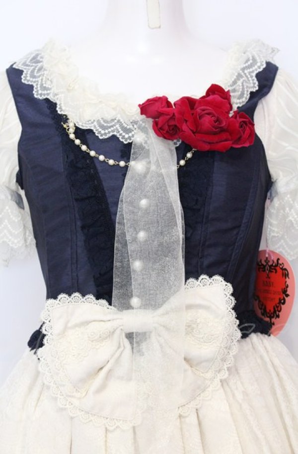 画像2: BABY,THE STARS SHINE BRIGHT / Claudia, The Fairy Tale Princessワンピース  オフ×ネイビー O-25-07-23-032-BA-OP-IG-OS (2)