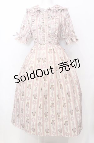 画像: axes femme Kawaii / RosyBear柄ワンピース  ピンク×アイボリー O-25-07-23-037-AX-OP-IG-OS