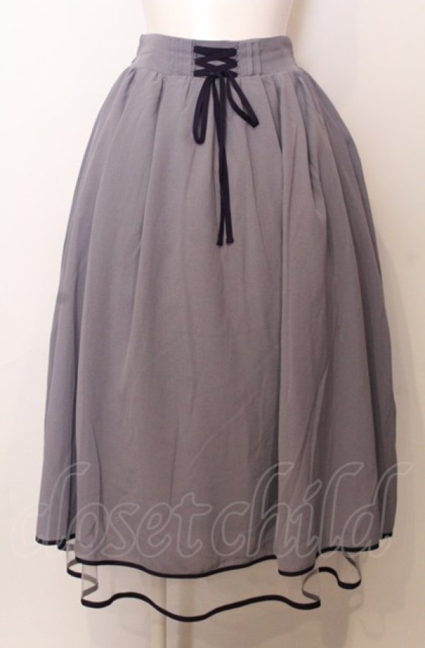 画像1: axes femme POETIQUE / リボン花柄バックフリルスカート  ラベンダー O-25-07-23-046-AX-SK-IG-ZT204 (1)