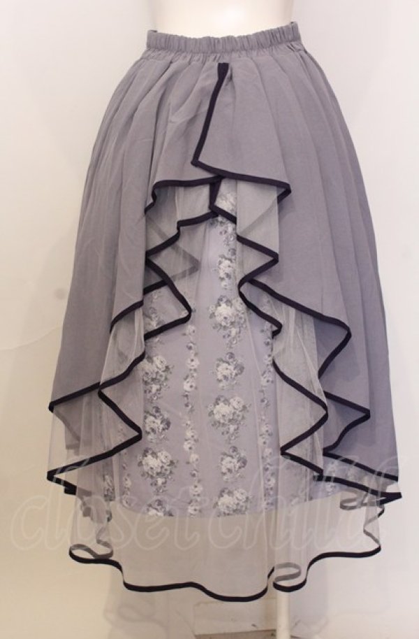画像3: axes femme POETIQUE / リボン花柄バックフリルスカート  ラベンダー O-25-07-23-046-AX-SK-IG-ZT204 (3)