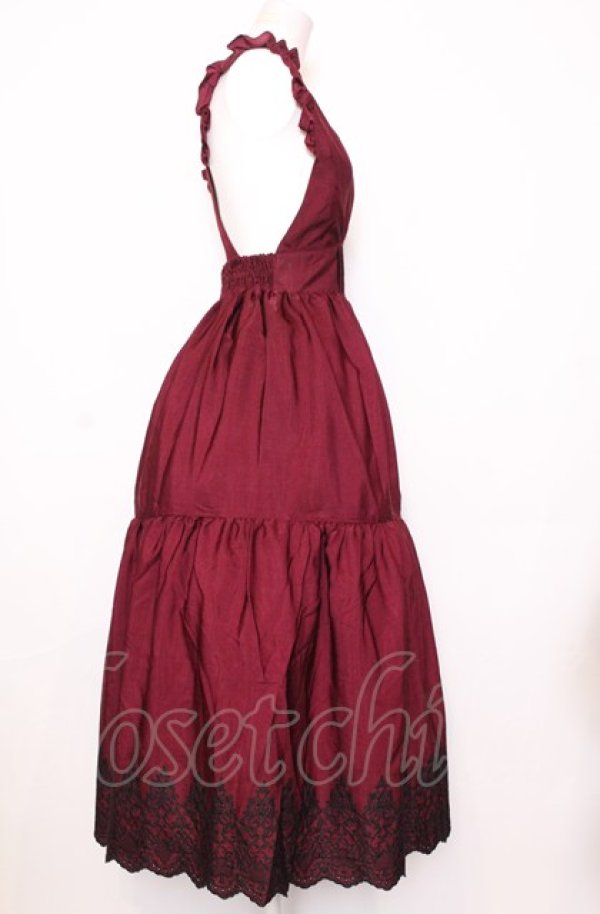 画像3: axes femme POETIQUE / トランプ刺繍ピナフォアワンピース  ワイン O-25-07-23-047-AX-OP-IG-OS (3)
