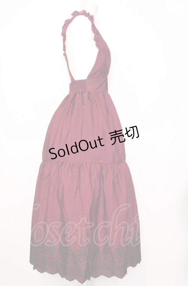 画像3: axes femme POETIQUE / トランプ刺繍ピナフォアワンピース  ワイン O-25-07-23-047-AX-OP-IG-OS (3)